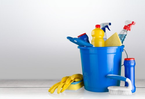 Commercial cleaning team working in a Tooting office reception area